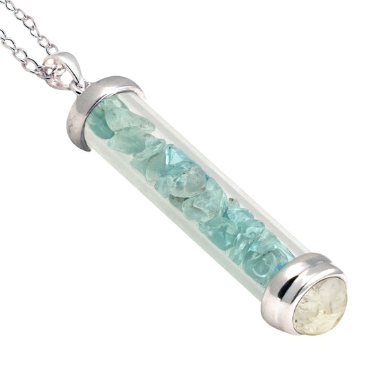 Blue Topaz Gem Power Vial Pendant for Truth