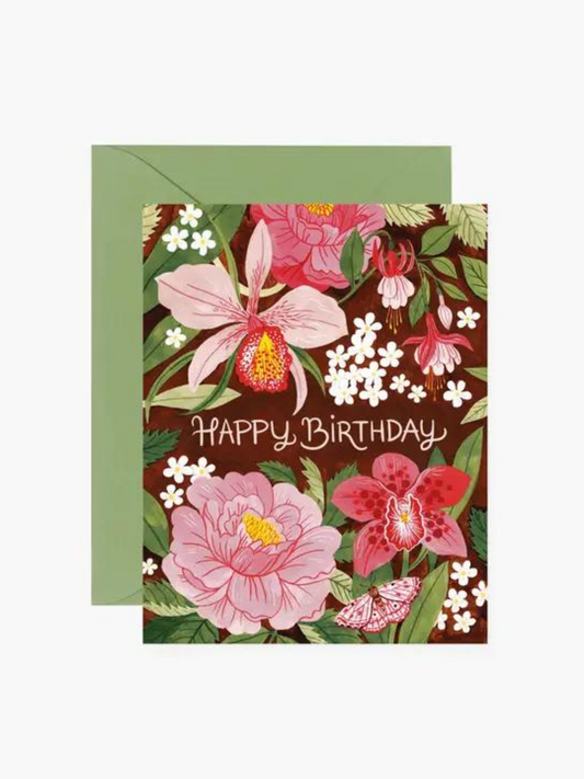 Tropical Flowers Birthday Card
