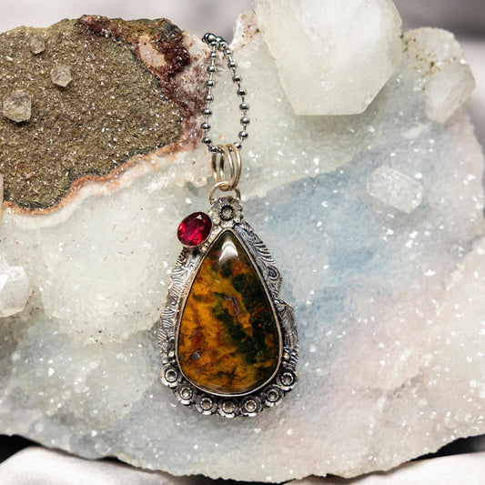 Unakite 925 Sterling Silver Pendant