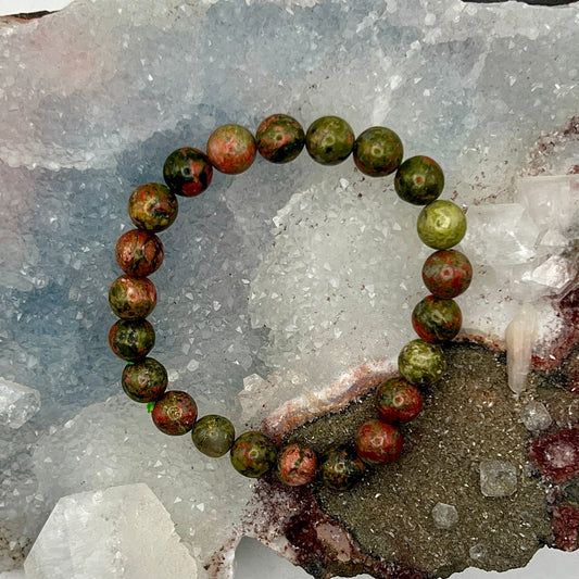 Unakite Stretch Beaded Bracelet
