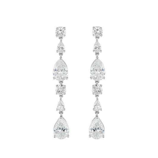 Multi Pear CZ Drop Earrings
