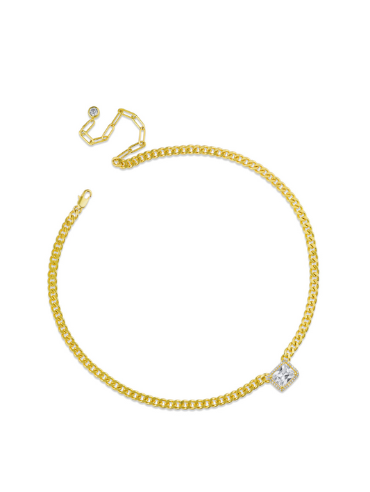 Emerald CZ Center Chain Necklace