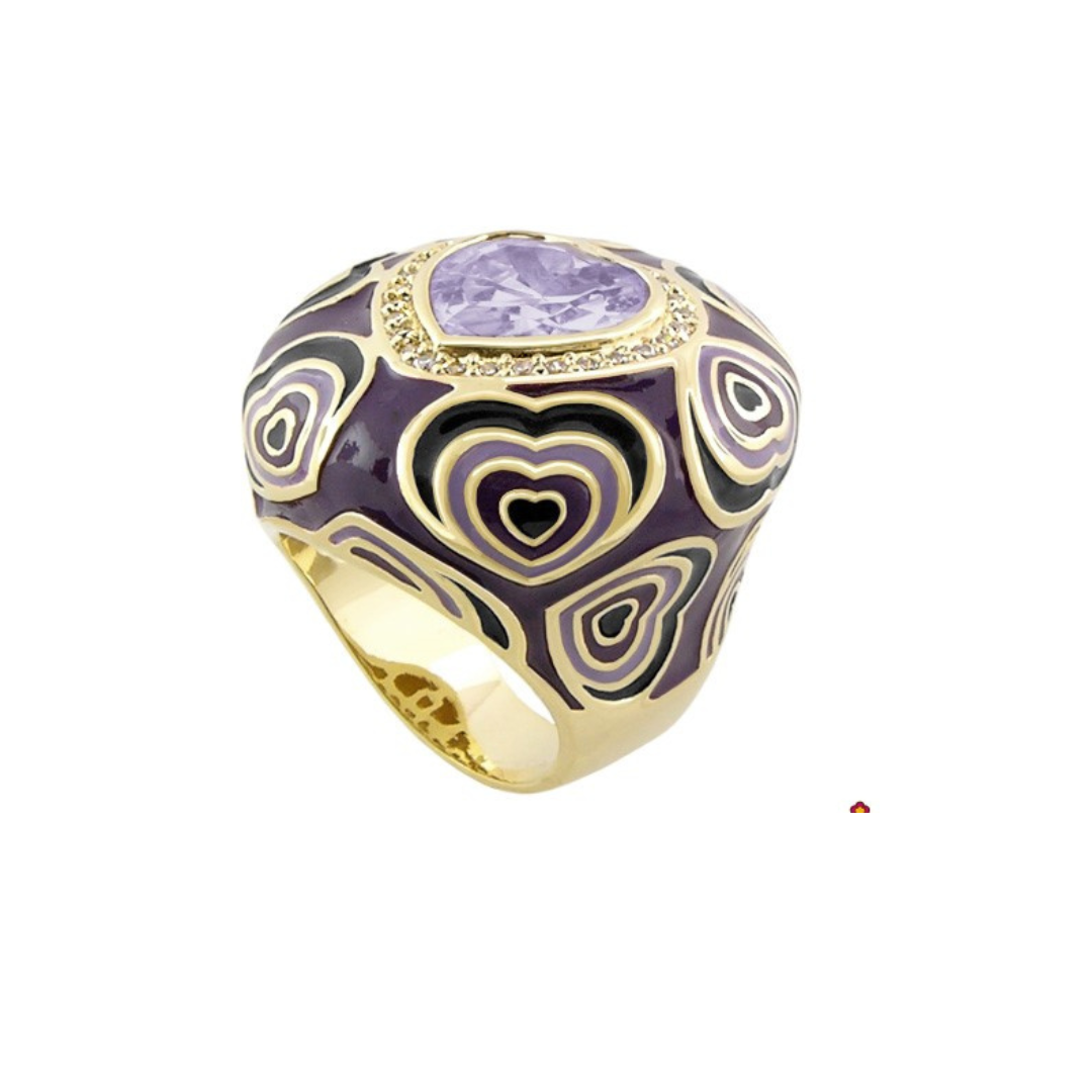 Retro Hearts Ring