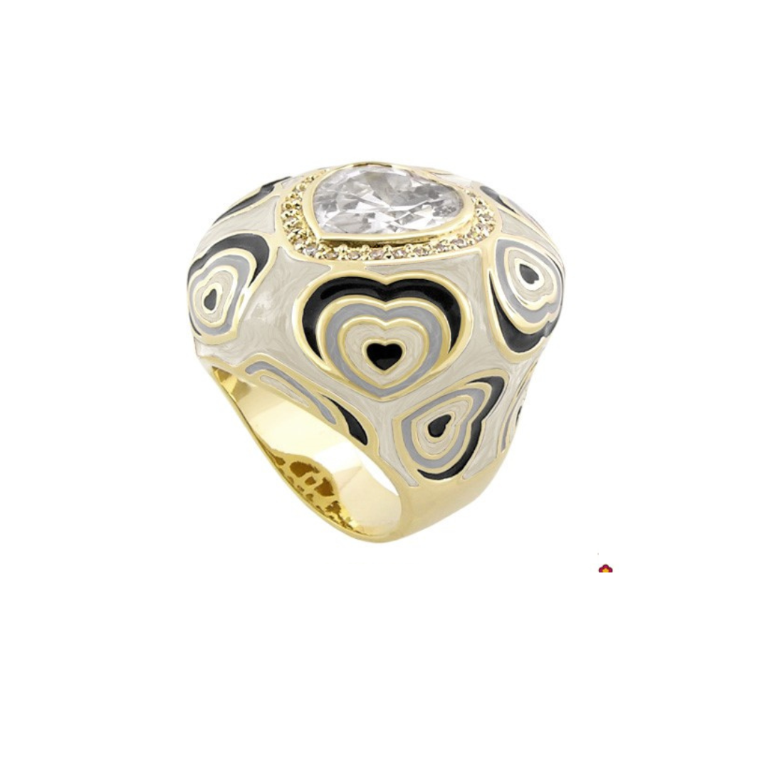 Retro Hearts Ring