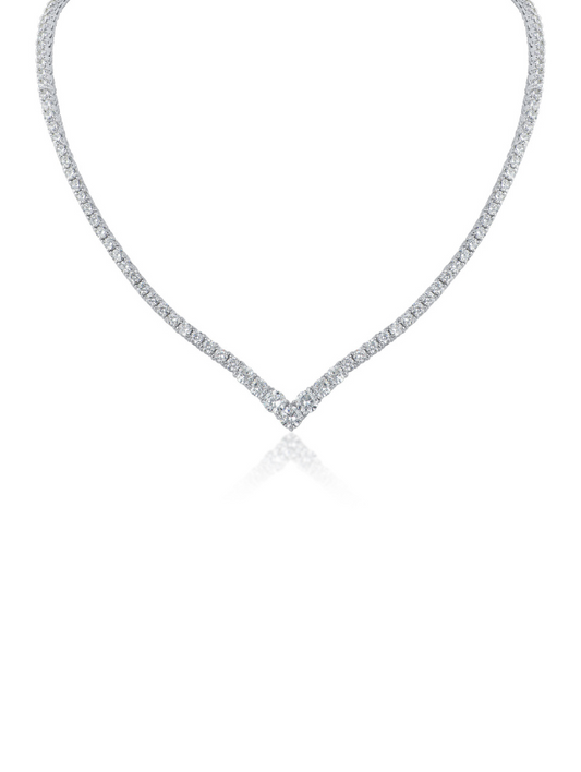 V Front Tennis Necklace