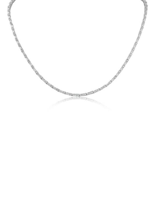 Thin Baguette CZ Tennis Necklace