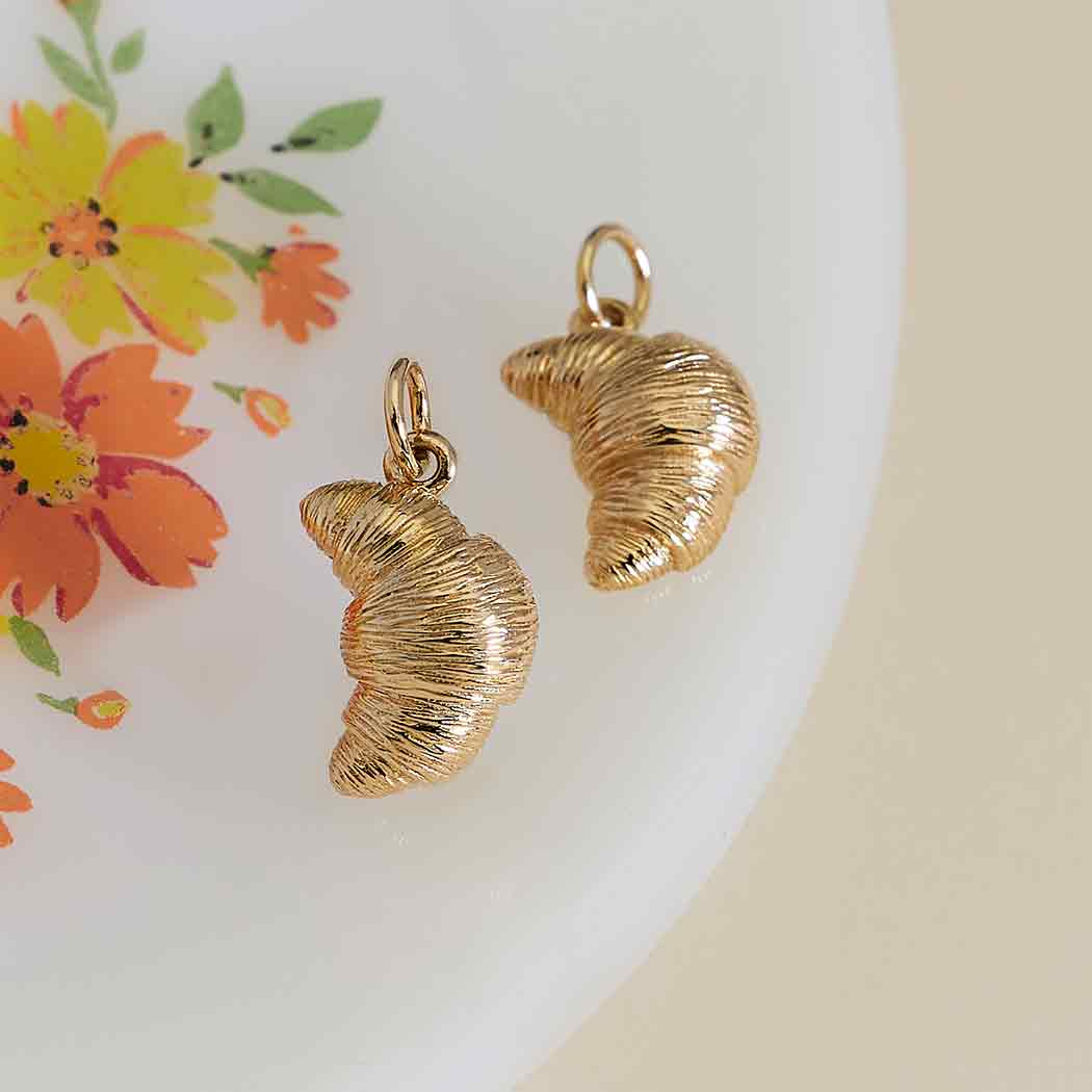 Dainty Croissant Charm Necklace – 14k Gold Filled | Handmade Foodie Gift