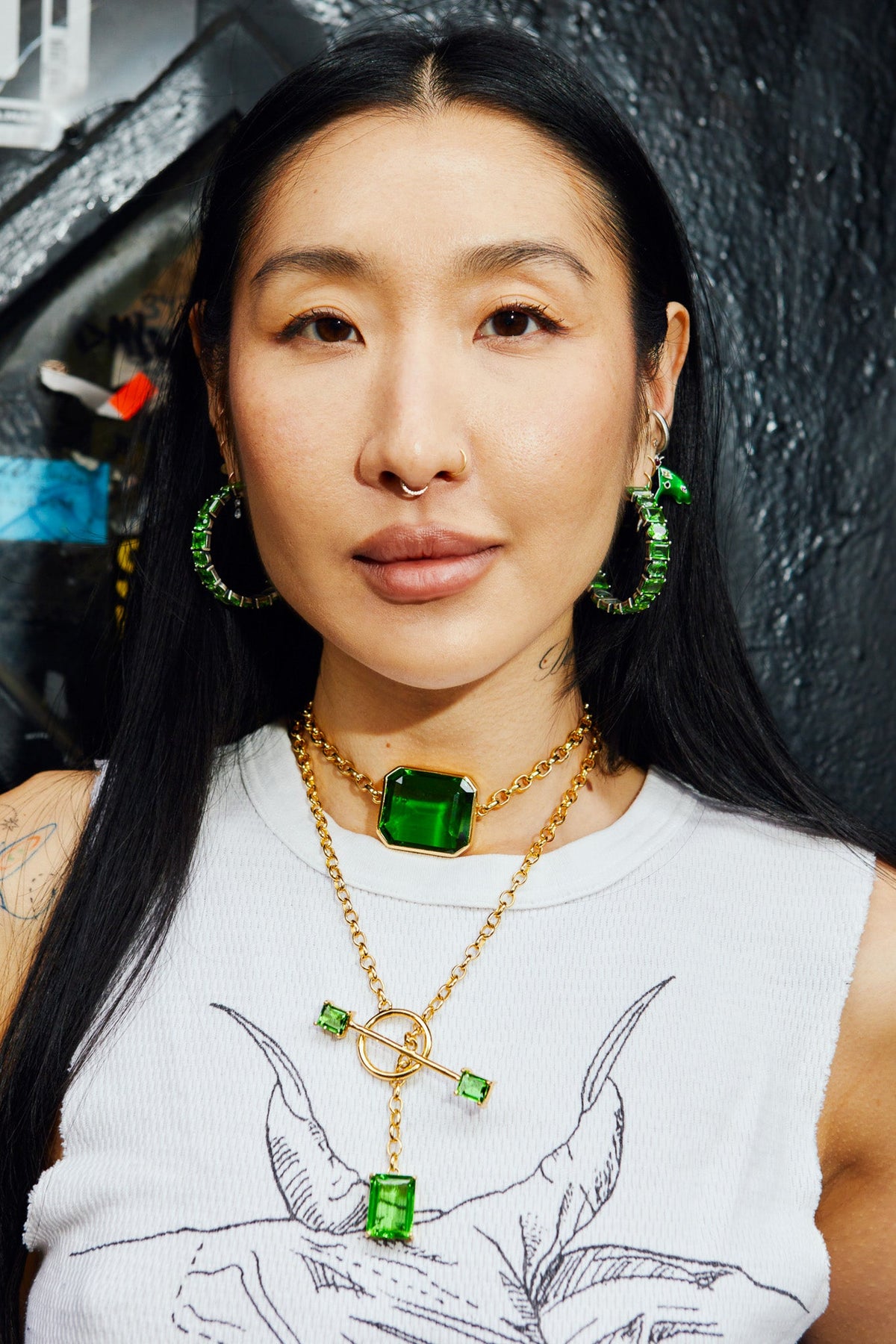 Square Goliath Choker in Green Envy (Gold)