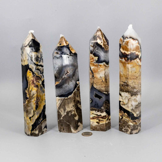 Volcano Agate Tower XL | UV Reactive Crystal Tower