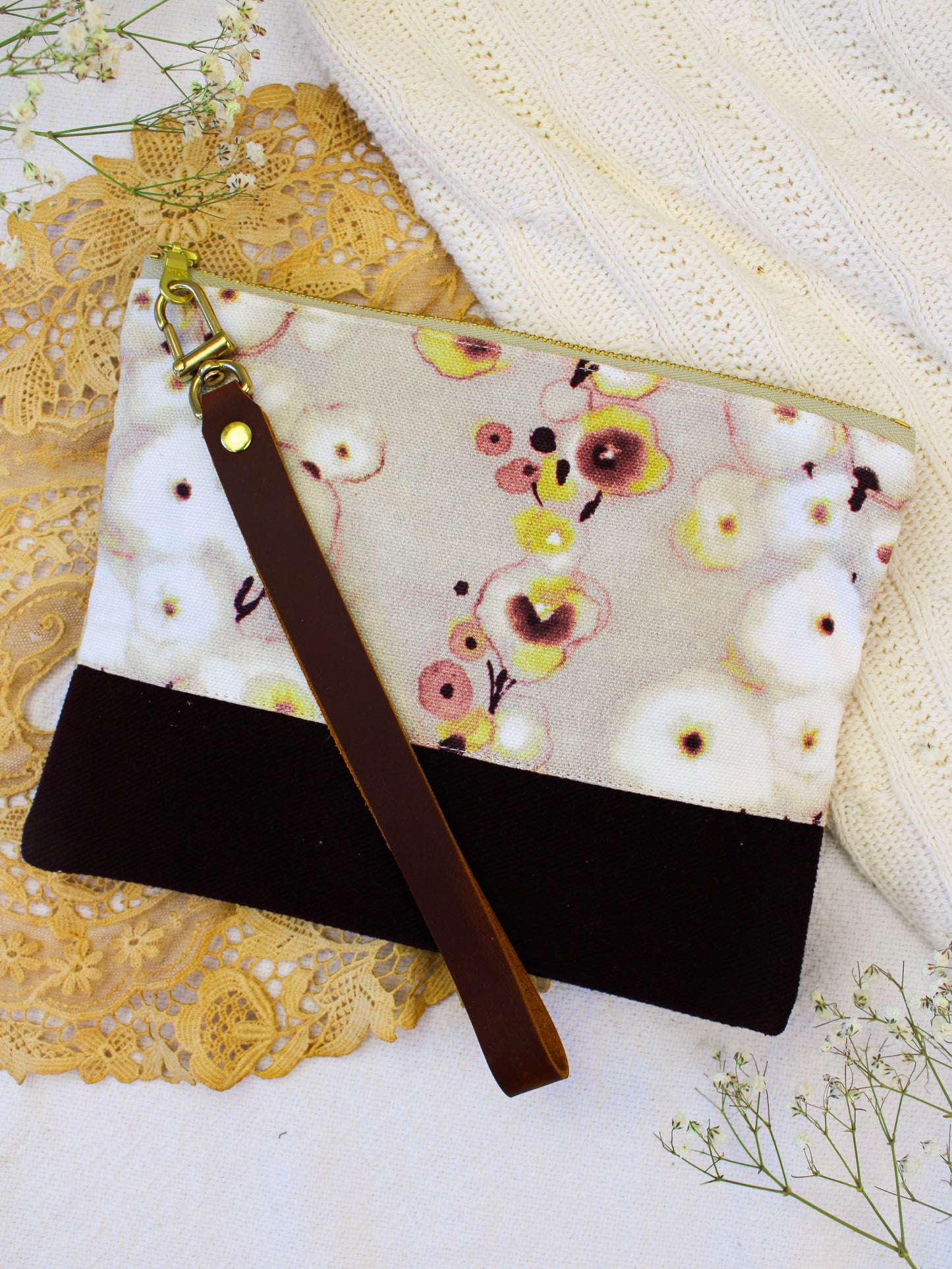 Watercolor Pansies Wristlet Purse