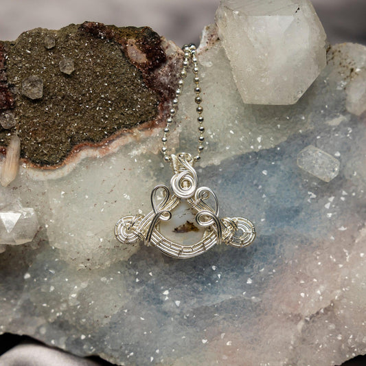 White Agate Wire Wrap Pendant