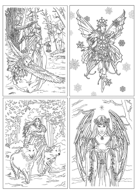 Winter Fantasy Color-In Card 4 Pack