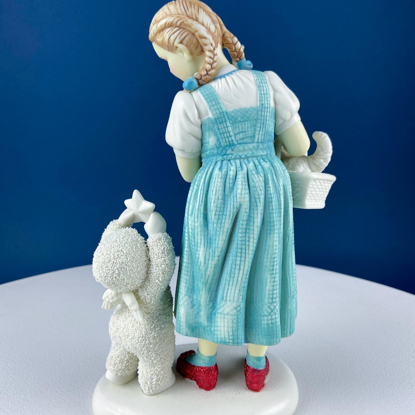Dorothy in Wizard of Oz with Toto & Snowbabies. Dept. 56 Premiere Edition, Guest Collection. Collectible Porcelain Figurine.