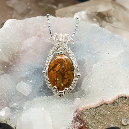 Yellow Jasper Wire Wrap Crystal Pendant