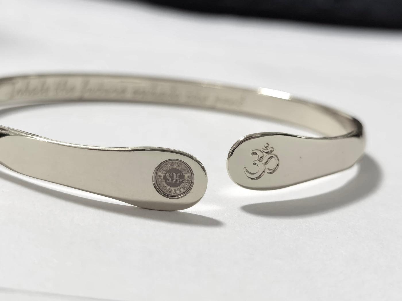Yoga Bracelets, Om Bracelets, Engraved Bracelets Inhale the future exhale the past- The Om Symbol