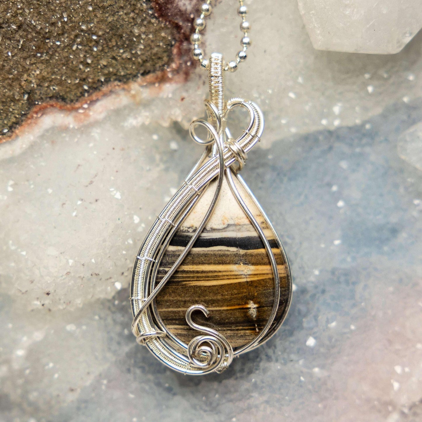 Zebra Jasper Wire Wrap Pendant