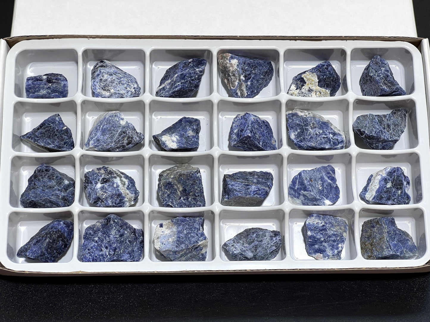 Blue Sodalite Rough Raw Stones (24 Pcs) Boxed Flat