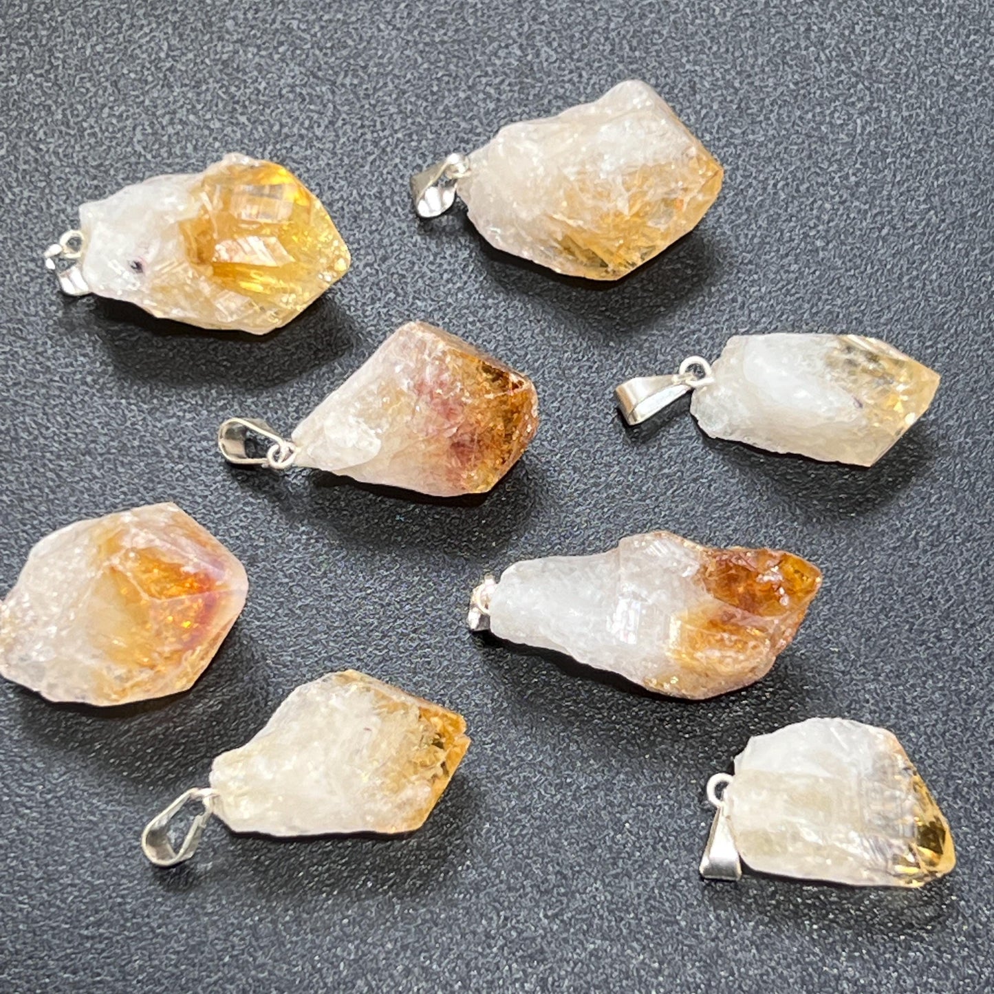 Citrine Crystal Point Pendant (Silver Bail)