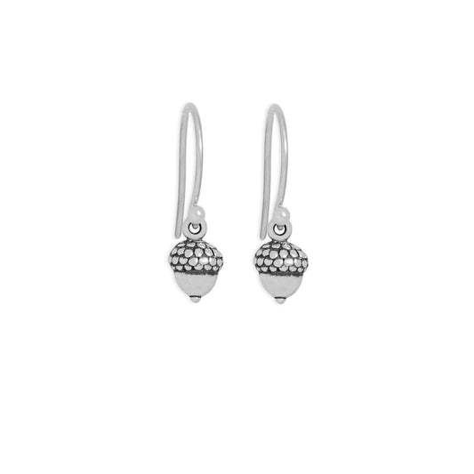 Sterling Silver Acorn Dangle Earrings – Nature-Inspired Woodland Jewelry