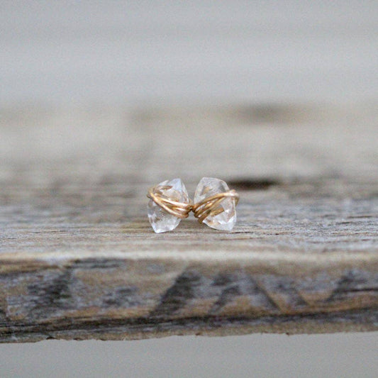 Rose Gold Herkimer Diamond Studs by Saressa