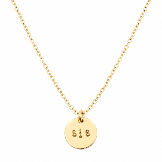 Hand Stamped "SIS" Necklace | Personalized Sister Gift | Dainty Gold Necklace | Friendship Jewelry | Handmade Jewelry Gift