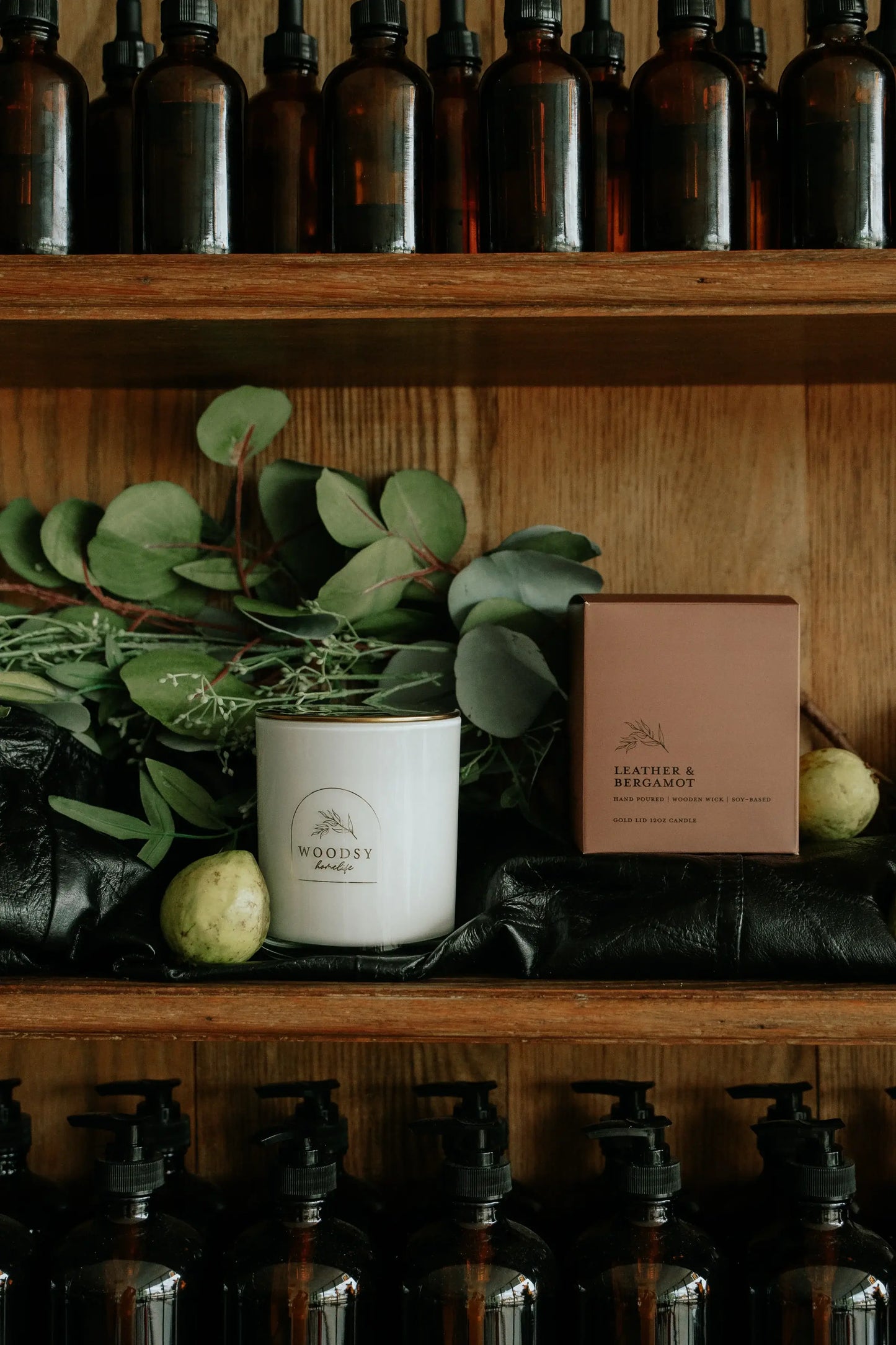 Leather & Bergamot  l  Gold Lid Candle & Boutique