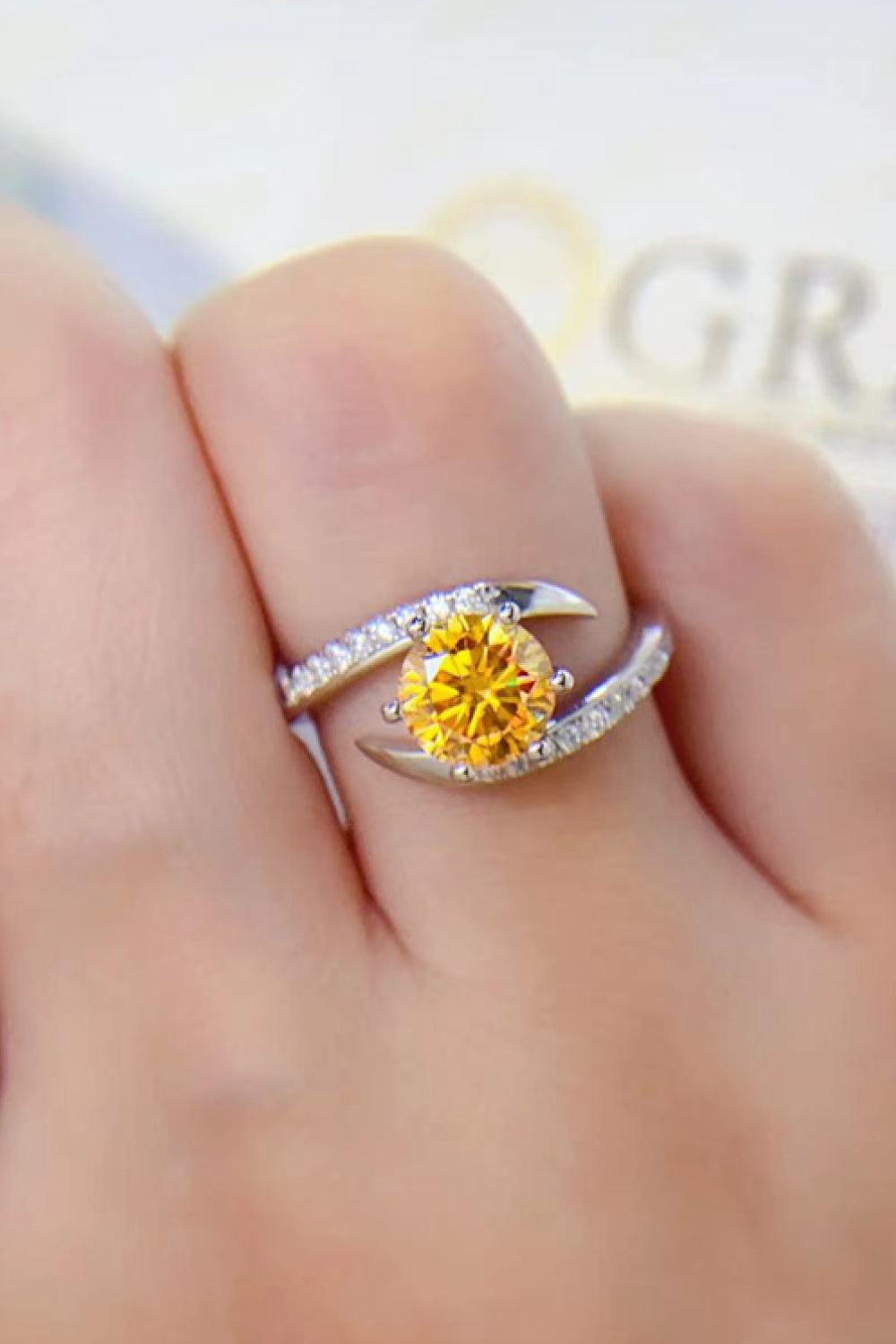1 Carat Yellow Sparkala™ Platinum Over Pure Sterling Silver Ring