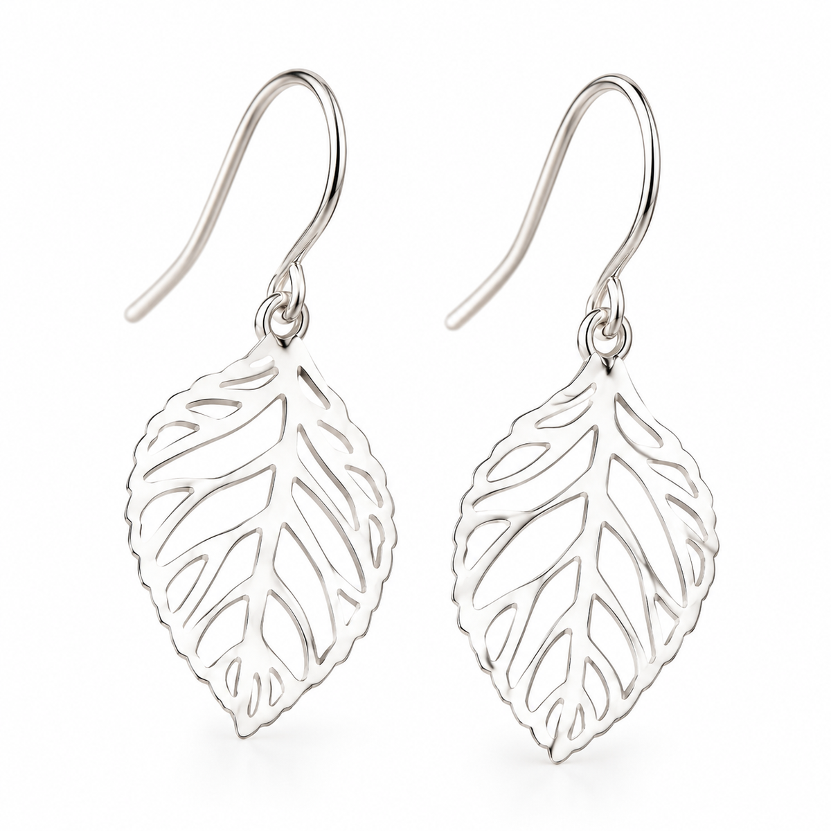 Silver Leaf Dangle Earrings – Delicate Botanical Earrings