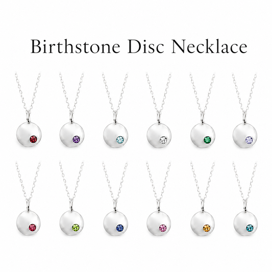 Dainty Birthstone Disc Necklace – Personalized Swarovski Charm on 18" Chain