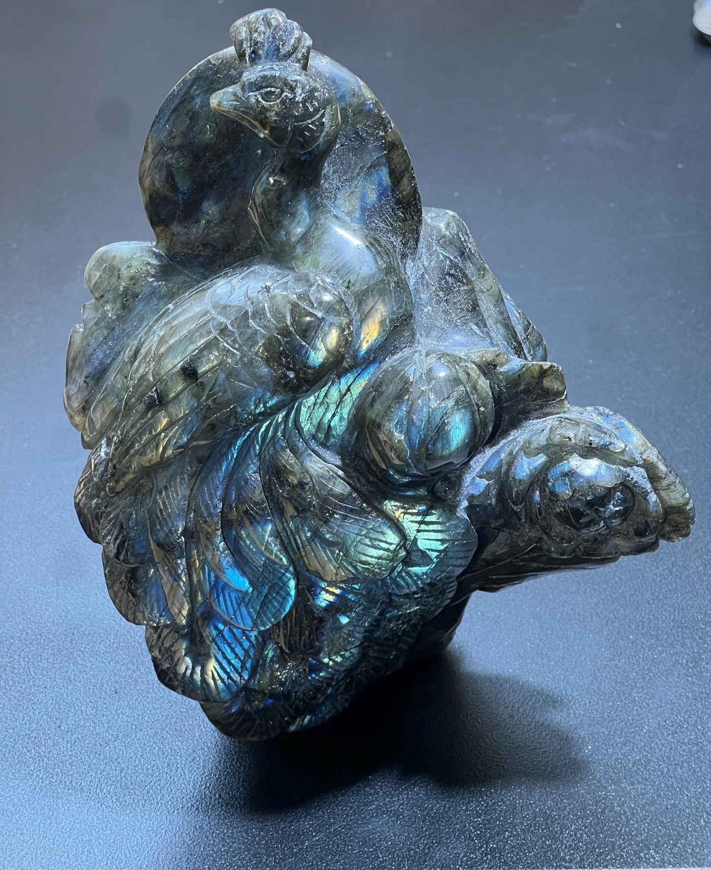 Large Peacock Flashy Labradorite Crystal Carving