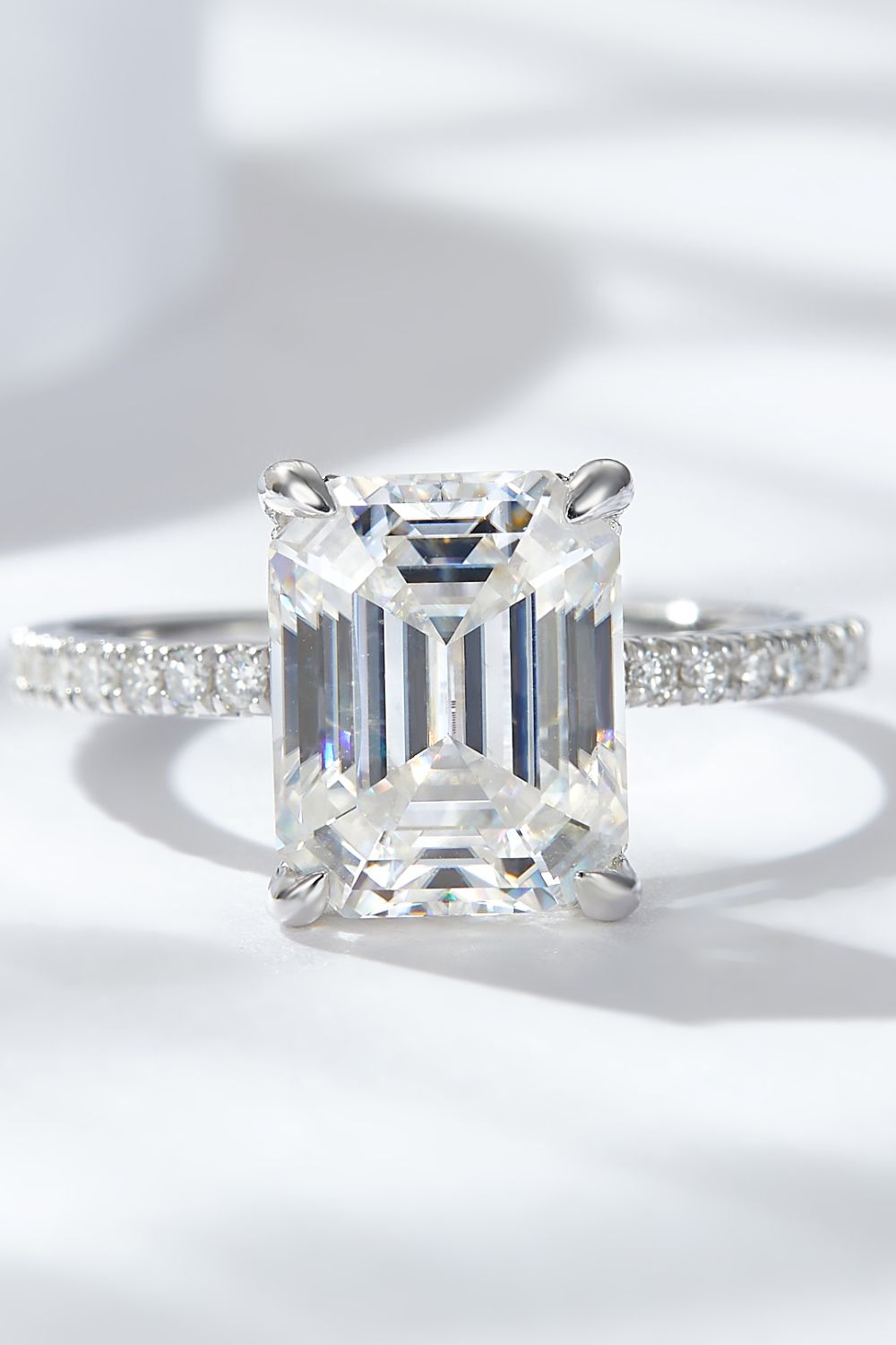 Emerald Cut 4 Carat Emerald-Cut Sparkala™ Side Stone Ring