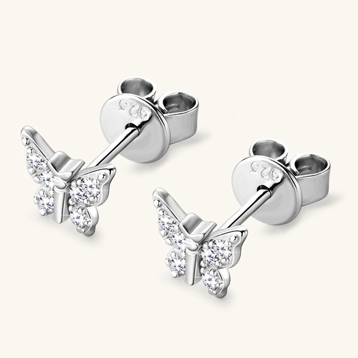 Sparkala™ Pure Sterling Silver Butterfly Stud Earrings