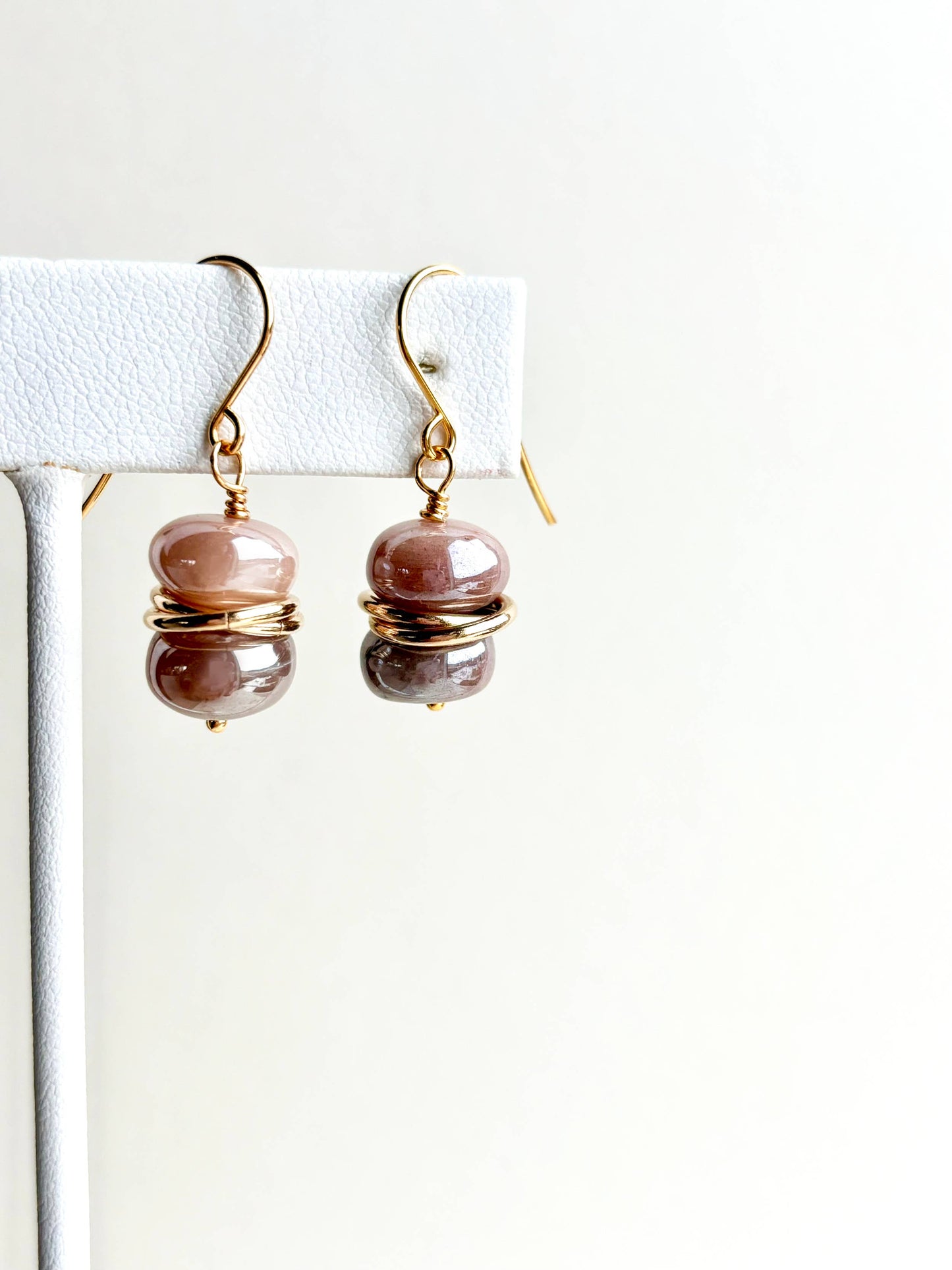 Peach Moonstone Earrings