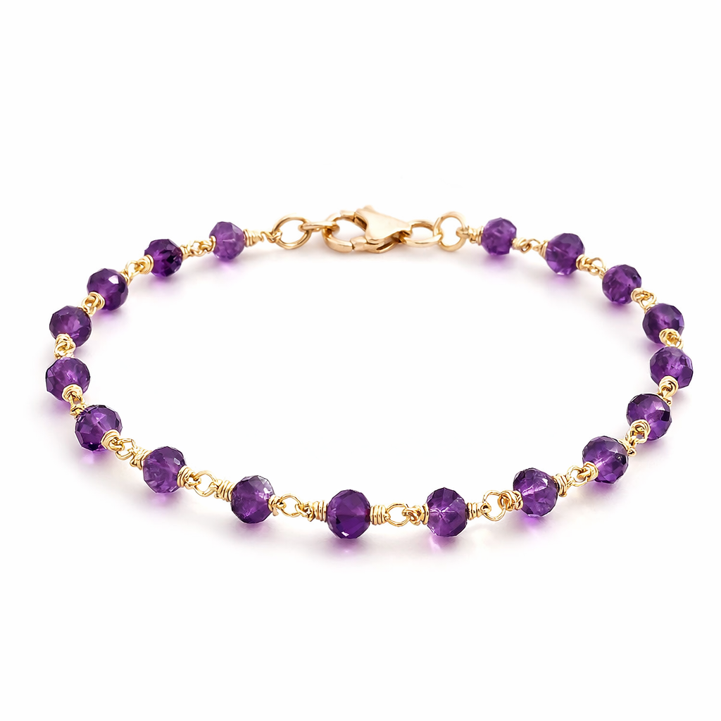 Amethyst Gemstone 14k Gold Filled Bracelet