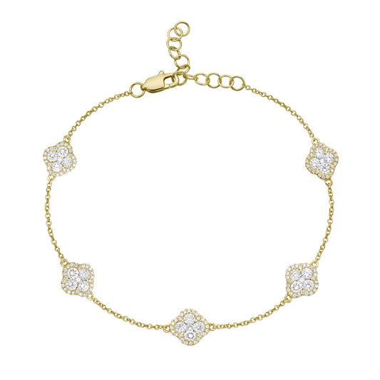14K Yellow Gold Clover Bracelet, 1.14ct
