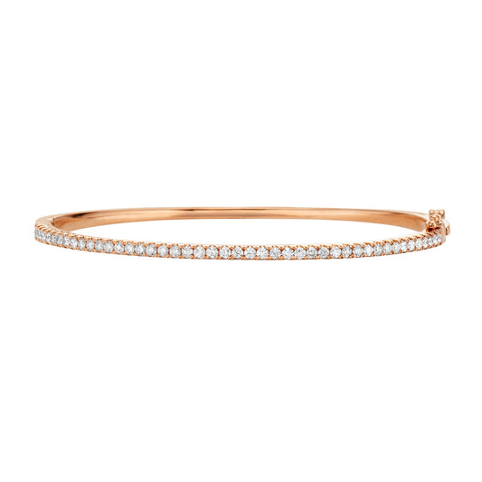Classic 14K Rose Gold Diamond Bangle, 0.92ct