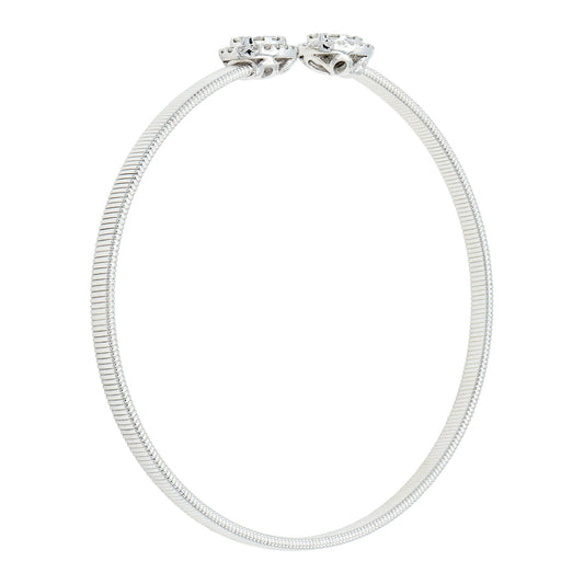 14K White Gold Diamond Oval Cluster Bangle, 0.6ct