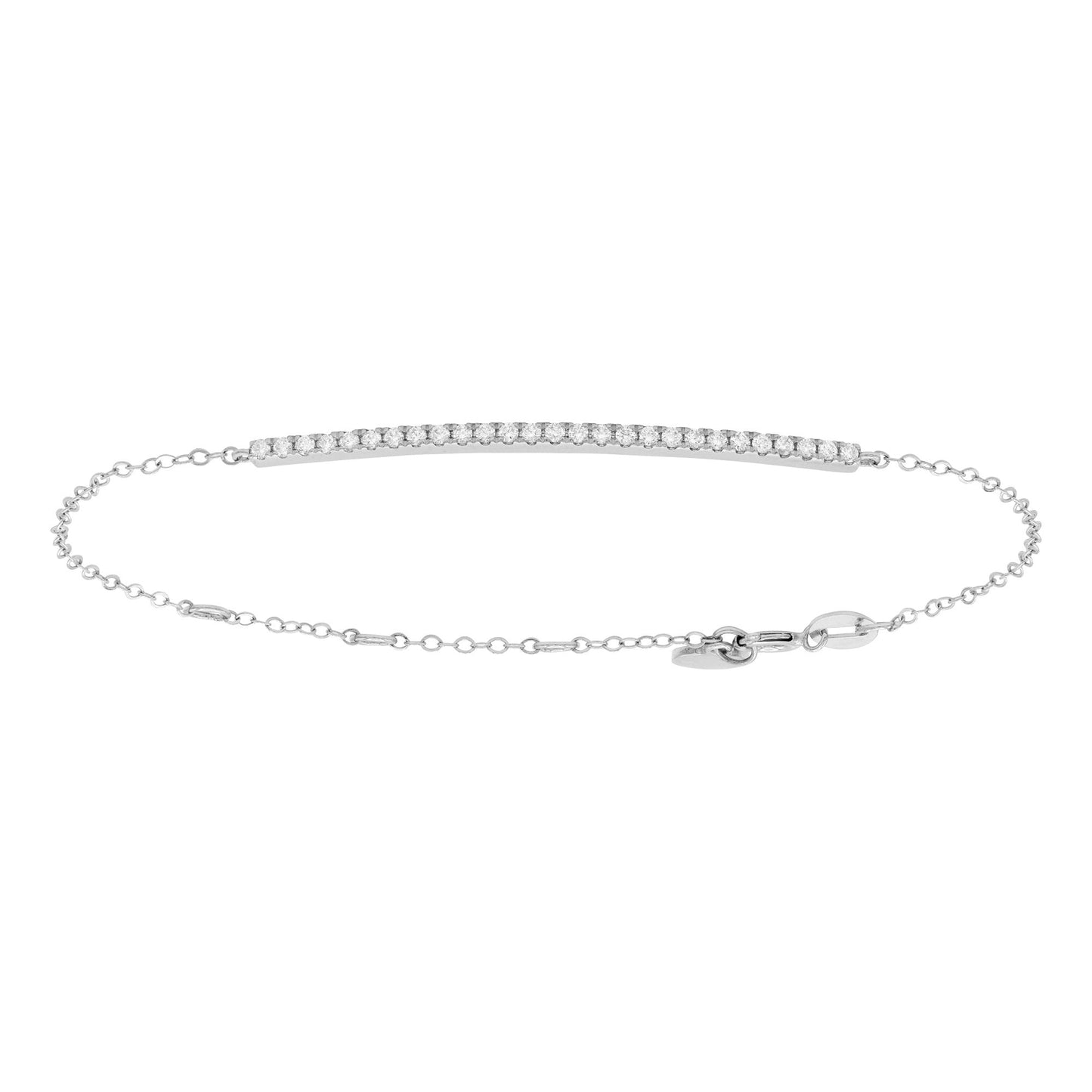 14K White Gold Diamond Bar Bracelet - Large, 0.27ct