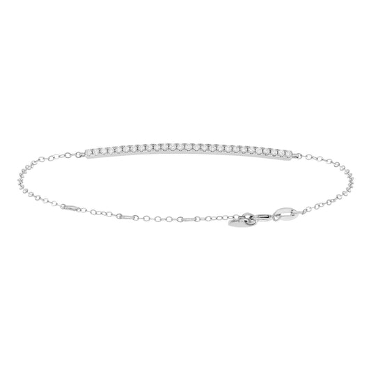 14K White Gold Diamond Bar Bracelet - Large, 0.27ct