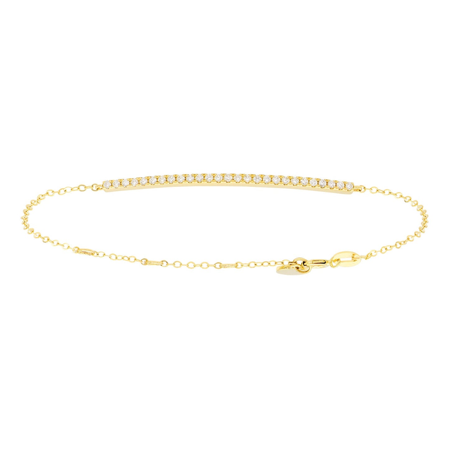 14K Yellow Gold Diamond Bar Bracelet - Large, 0.27ct
