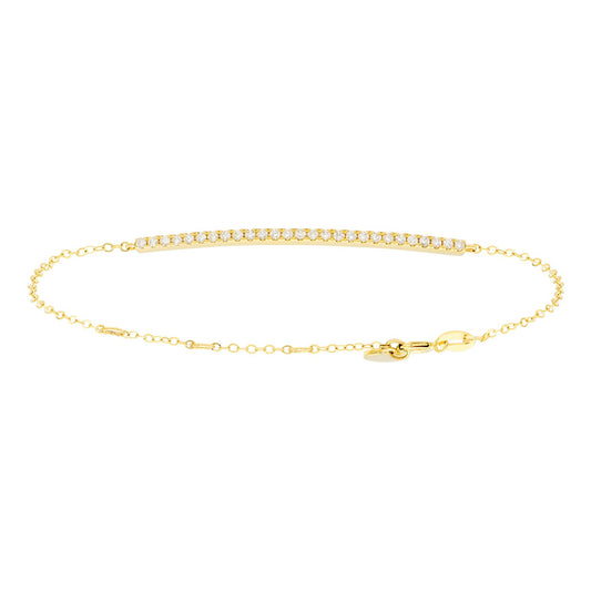 14K Yellow Gold Diamond Bar Bracelet - Large, 0.27ct