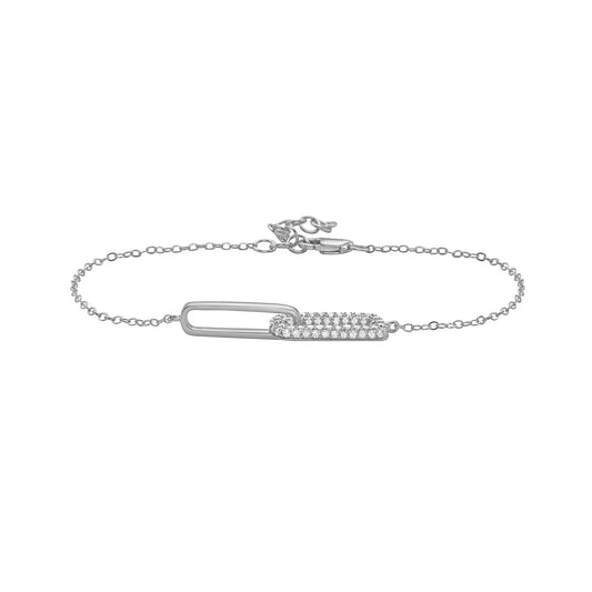 14K White Gold Diamond Paperclip Bracelet, 0.41ct