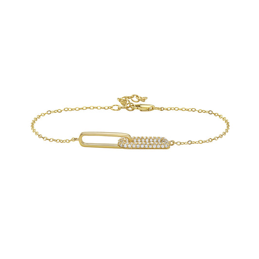 14K Yellow Gold Diamond Paperclip Bracelet, 0.41ct