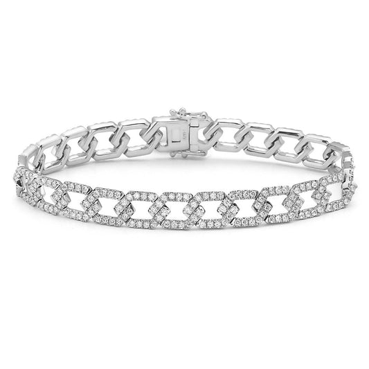 14K White Gold Diamond Locking Links Bracelet, 2.83ct