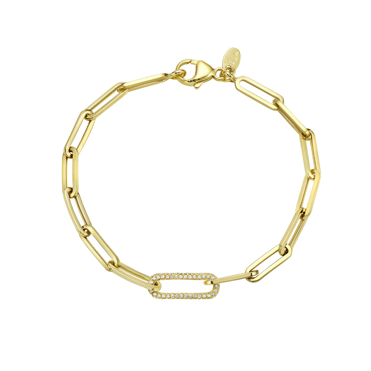 14K Yellow Gold Solitaire Diamond Paperclip Link Bracelet, 0.36ct