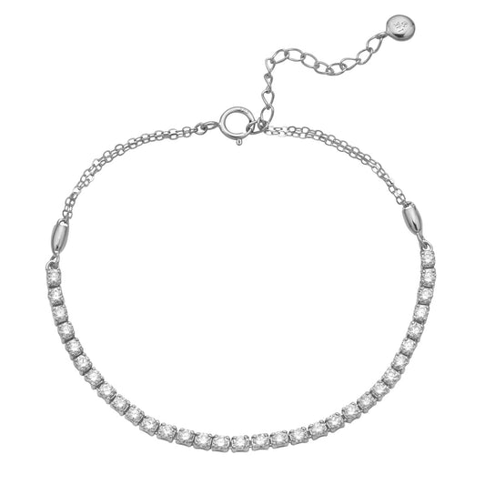 14K White Gold Adjustable Diamond Tennis Bracelet, 0.98ct