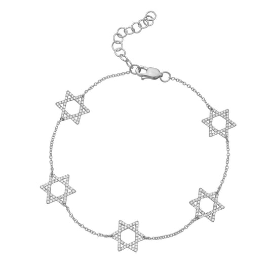 14K White Gold Diamond Star Bracelet, 0.42ct