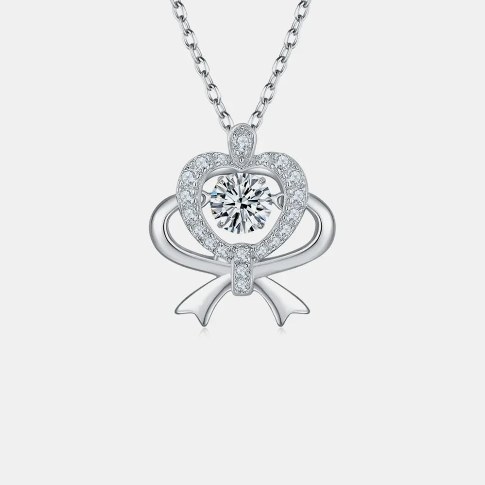 Sparkala™ 925 Sterling Silver Bow & Heart Necklace