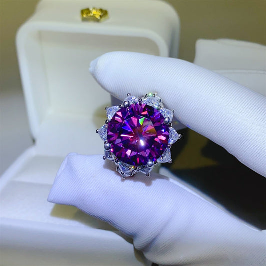 10 Carat Purple Sparkala™ Pure Sterling Silver Flower Shape Ring