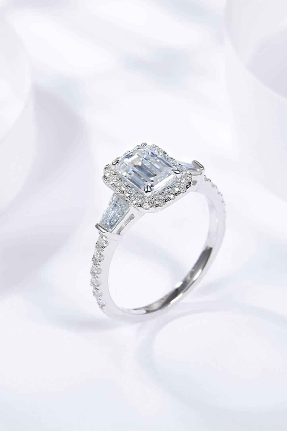 1 Carat Emerald-Cut Sparkala™ Geometric Platinum Over Pure Sterling Silver Ring